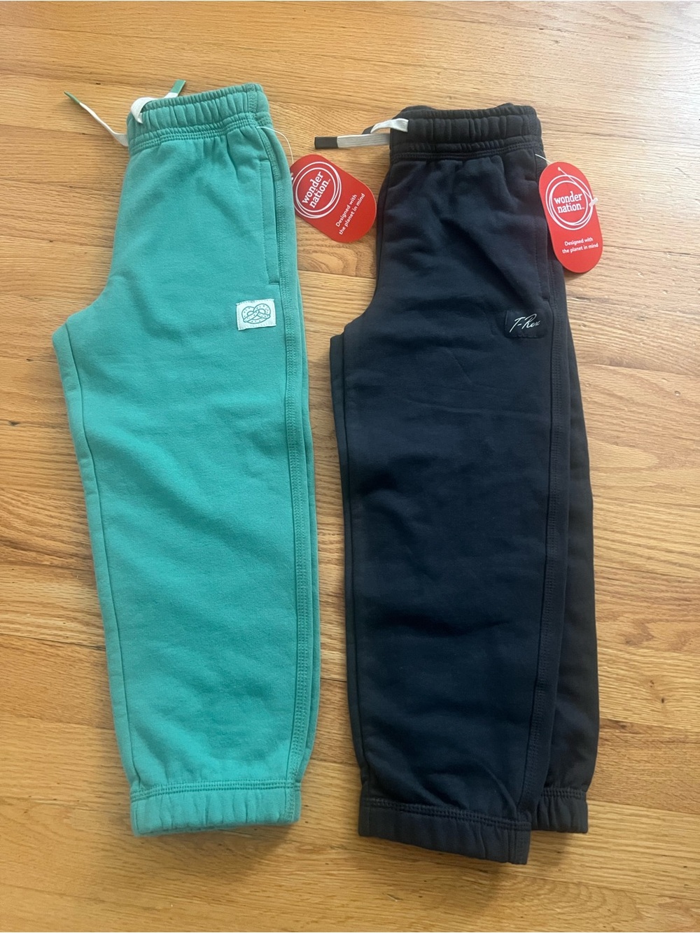 2 pair Wonder Nation Kids' Jogger sweatpants Bottoms - Teal and Black